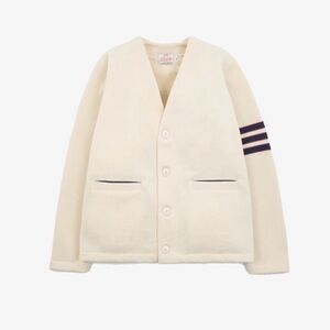 Dehen 1920 Womens’ Off-White/Centennial Blue & Forster Red Slouchy Varsity Cardi